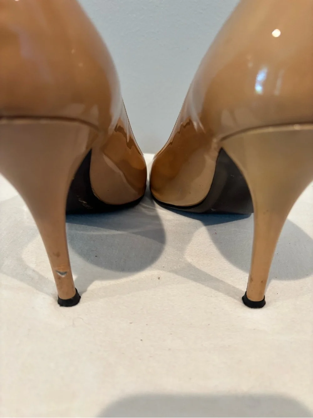 Stuart Weitzman Patent Nude Pointed-Toe Stiletto Pumps